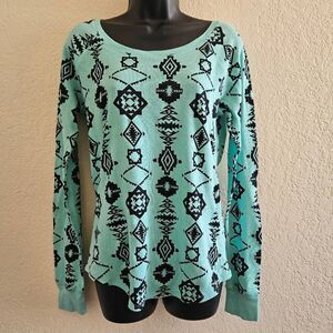 Victoria's Secret PINK Waffle Knit Tribal Print Pajama Shirt